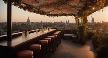 Florattica: Bar Atap dengan Langit-Langit Bunga Terbesar Terinspirasi Sejarah Tekstil London