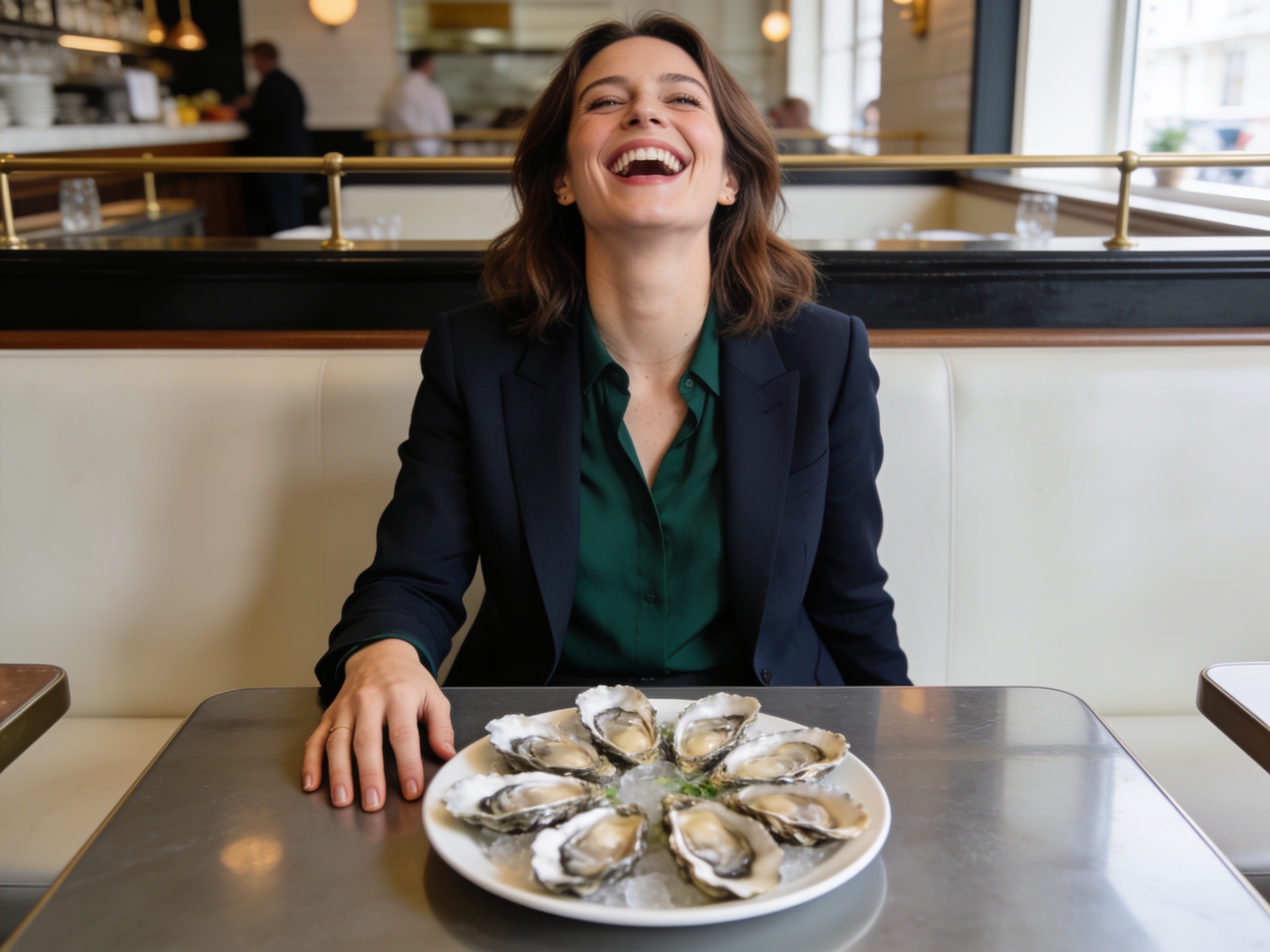 Wanita britania menikmati oyster segar di restoran seafood terbaik London