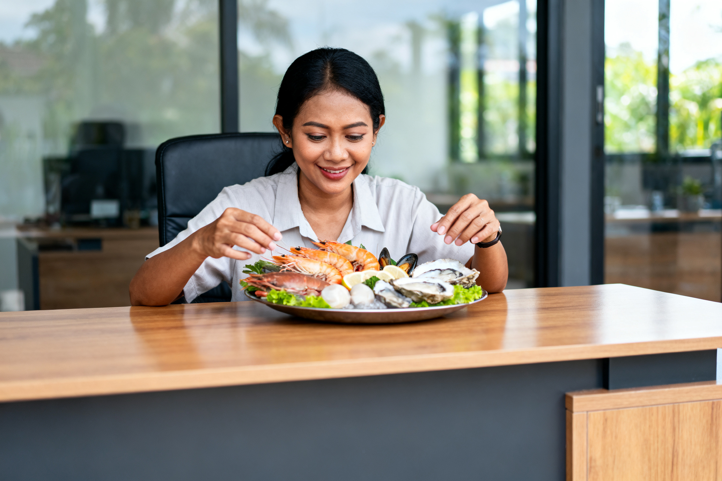 restoran seafood terpopuler london menampilkan platter udang segar dengan fokus restoran seafood terpopuler london